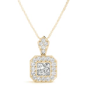 10K/14K/18K/Yellow Gold Princess Lab Diamond Charm Pendant For Women/Halo Style Pendant/Customized Designer Handmade Pendant For Her/Women