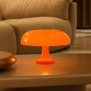 Orange Mushroom Lamp – Modern Bauhaus Style Table Lamp, Danish Retro Design LED for Bedroom, Living Room or Office Decor