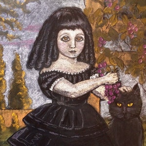 Goth Girl with Black Cat print
