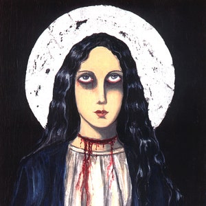 Saint Catherine martyred saint hand painted icon goth macabre