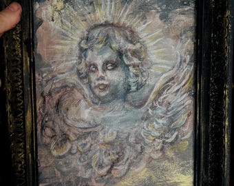 Cherub original painting. hand painted