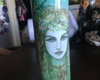 Freya Norse Goddess altar handmade candle