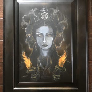 Hecate Hekate Goddess original hand painted on wood
