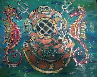 Master Diver Deep Sea Diver original painting