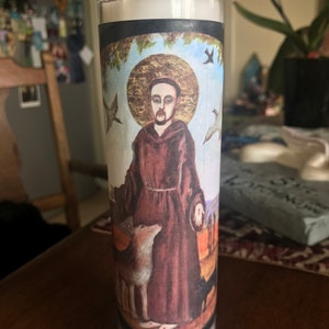 Handmade Saint  Francis votive candle