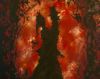 Goth Victorian Steampunk couple original painting Dark Valentine