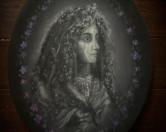 madame Violet  (vampire, psychic , medium) original painting on wood panel