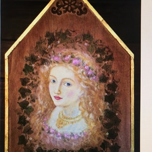 Freya Norse Goddess original painting on handmade wood panel