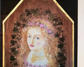 Freya Norse Goddess original painting on handmade wood panel