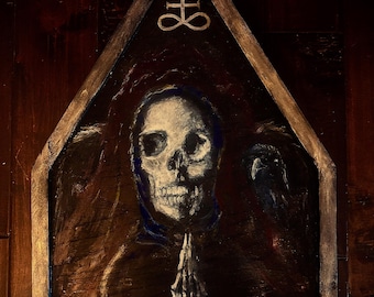 Fallen Angel original painting on handmade wood panel 16x19x1”