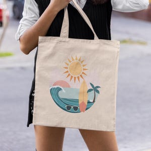 Ocean Waves Beach Tote: Eco-Friendly Cotton Canvas Summer Bag
