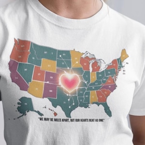 Heartfelt Matching Family Tee,  Map Graphic Family Reunion T Shirt, Family Gathering Tee for Summer