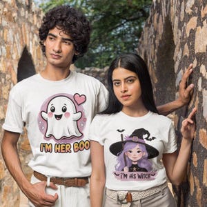 His Witch Her Boo Matching Halloween Couple Shirts