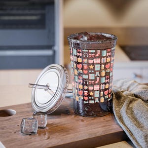 Buchliebhaber Becher: 16 Unzen Acryl Eiskaffeetasse mit Strohhalm