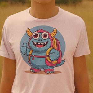 Camiseta infantil de monstruo, divertida y divertida camiseta de dibujos animados, bonita camiseta gráfica para niños, regalo para niños