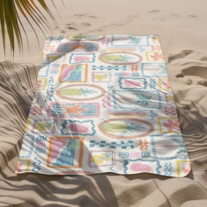 Retro Palm Tree Beach Towel: Tropical Summer Picnic Blanket