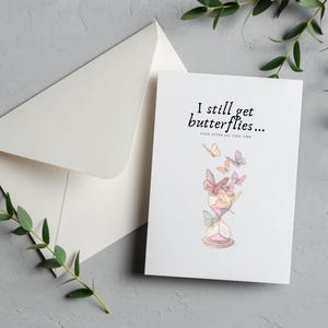 Afdrukbare liefdeskaart | Ik krijg nog steeds vlinders | Romantische minimalistische jubileumkaart | Pdf direct downloaden | 5×7 A4 US Letter