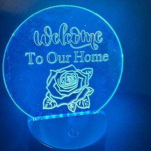 Color Changing LED Acrylic Night Light: Welcome To Our Home