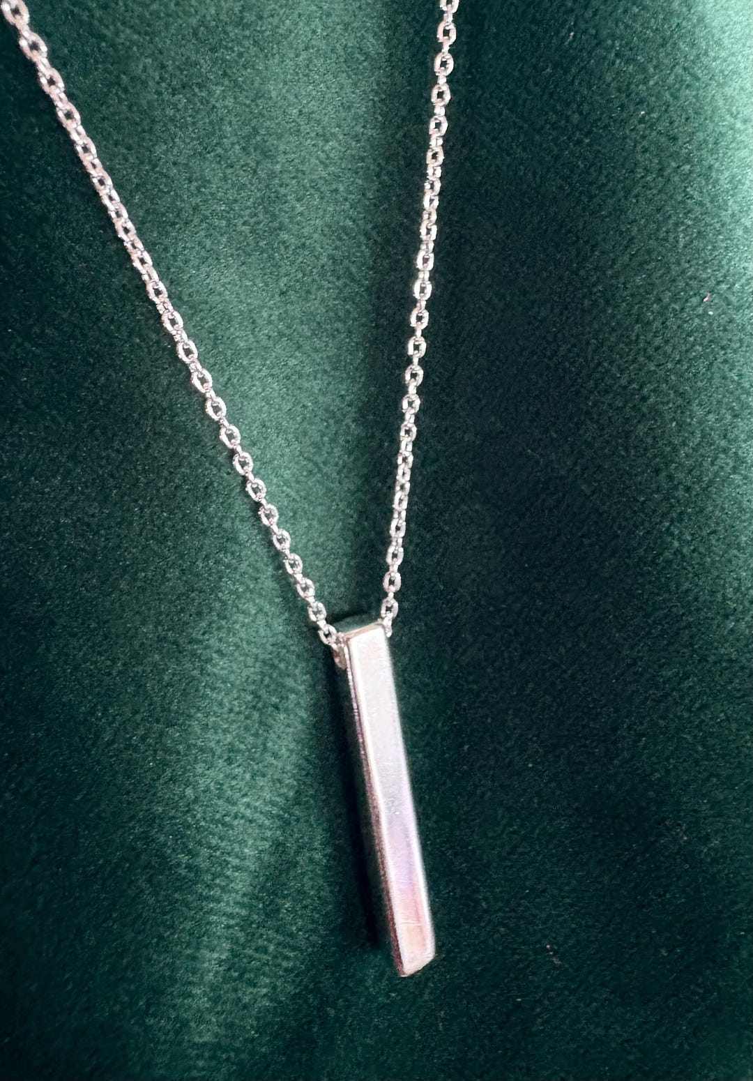 Minimalist Silver Bar Necklace | Vertical Bar Pendant | Dainty