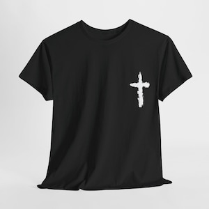 Faithful Cross ユニセックス ヘビーコットンTシャツ、キリスト教の宗教 イエス・キリストの十字架シャツ、宗教的なギフトアパレル