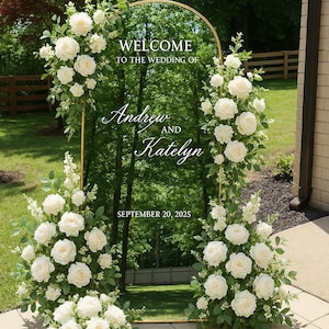 Letrero de bienvenida de boda personalizado de vinilo/personalizable - Para espejo, acrílico, cartón - Calcomanía para espejo de boda