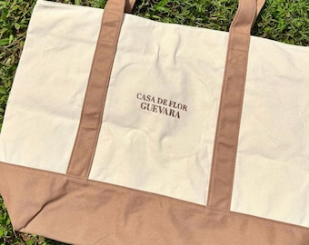 Embroidered Canvas Tote Bag – Personalized Travel Gift