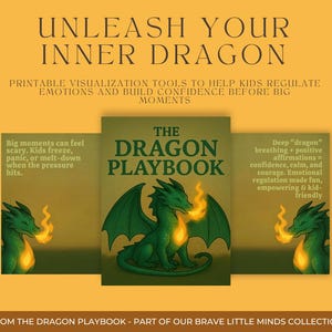 Tarjetas de visualización de dragones para niños / Herramienta imprimible para calmar el TDAH y la ansiedad / De la colección "El libro de jugadas del dragón" - Brave Little Minds