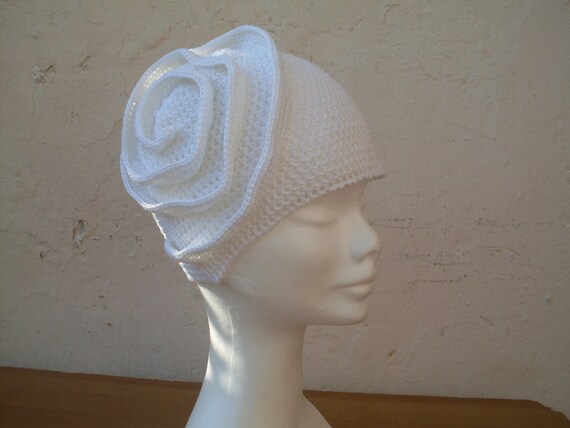 Crochet Merino Wool Flapper Hat, White Wedding Bridal - Etsy display picture 1