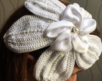 Wedding Crochet Flowers Fascinator and Mini Hats , Crochet Bridal Fascinator Hair Accessories,Bridesmaids Accessories Hair,Bridal Accessory