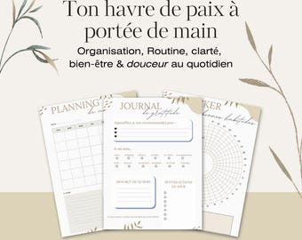 Digital & Printable Wellness Planner 40 Pages | Personal Organization, Wellness Routines, Gratitude Journal | Downloadable PDF