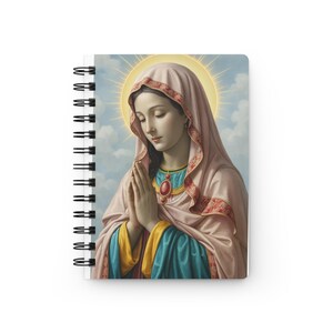 Spiralgebundenes Journal mit betender Jungfrau Maria, Inspirational Journal, katholisches Geschenk, Glaube Notizbuch, Gebetstagebuch, religiöse Memoiren