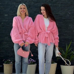 Cropped Teddy Cardigan: Soft Fluffy Knit Nylon Jacket