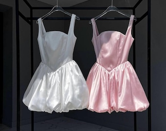 Silk Corset Mini Dress – Elegant Strapless Formal Dress with Lace-Up Back – Luxury Party Dress – Available in 5 Colors, Size 42–48