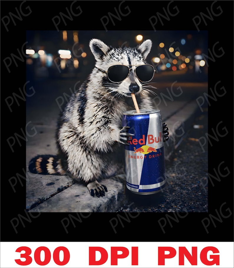 Personalized Funny Raccoon PNG, Funny Raccoon drinking Coffee PNG, Funny Animal Clipart, Funny Animal Meme Png image 2