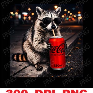 Personalized Funny Raccoon PNG, Funny Raccoon drinking Coffee PNG, Funny Animal Clipart, Funny Animal Meme Png image 3