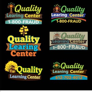 May include: A selection of logos for a "Quality Learning Center" with different designs. The logos include text, treehouse and tree illustrations, and phone numbers. The bottom of the image shows "300 DPI PNG" in red.