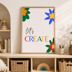 Let's Create Printable Wall Art | Modern Playroom Decor | Digital Download