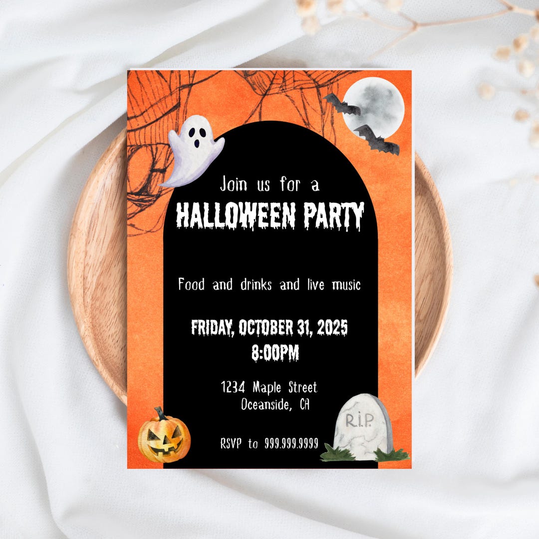 Spooky Halloween Party Invitation: Editable Canva Template - Etsy