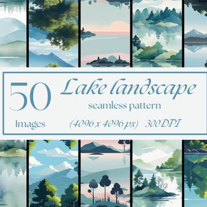 Seamless pattern pack - Lake landscape - Digital Paper pack for sublimation, scrapbooking, printable paper and more