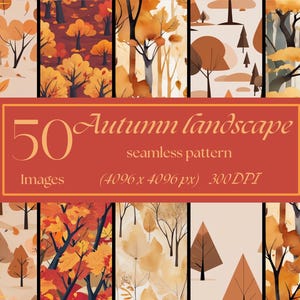 Seamless pattern pack - Autumn landscape - Digital Paper pack for sublimation, scrapbooking, printable paper and more