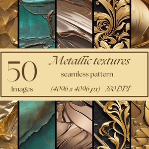 Seamless pattern pack - Metallic textures - Digital Paper pack for sublimation, scrapbooking, printable paper and more