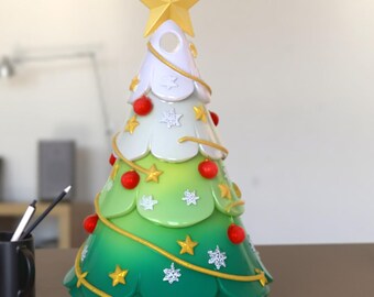 Moderne 3D-geprinte kerstboom, vakantiedecor (digitale download)