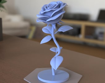 Flower 3D Printable Rose, Home or Gift, Rose STL Digital File, Gift For Him With STL File, Gift With 3D Printer