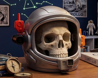 Skull Astronaut Helmet, Digital Download, STL File, 3D Printed Astronaut Skeleton Decoration