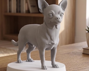 Archivo STL de Chihuahua para impresión, descarga digital, estatua de perro, busto de perro STL