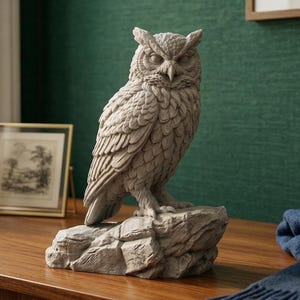 Scultura di gufo, file STL 3D di gufo, regalo per amanti degli animali, statuetta di gufo, decorazione per la casa
