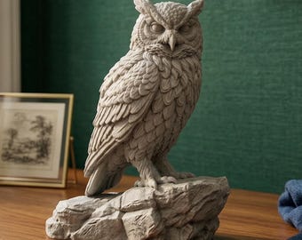 Scultura di gufo, file STL 3D di gufo, regalo per amanti degli animali, statuetta di gufo, decorazione per la casa