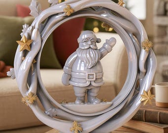 Moderne Weihnachtsdekoration,Weihnachtsmann Figur 3D STL-Datei, Fenster, Türkranz Haus,Weihnachtsmann Figur 3D STL-Datei