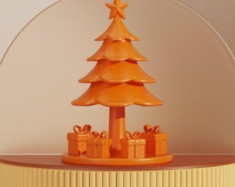 3D-afdrukmodel kerstboom, geschenken, winterdecor (STL-bestand)