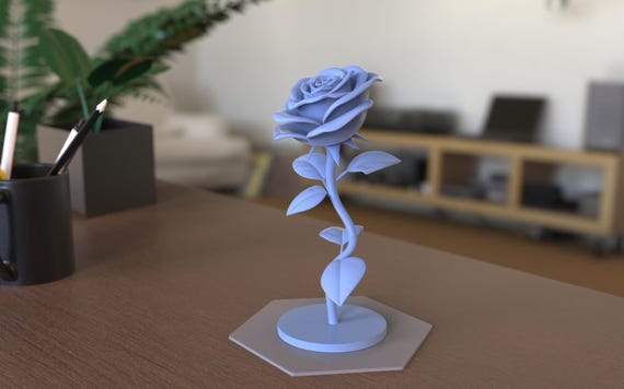 Flower 3D Printable Rose, Home or Gift, Rose STL Digital File, Gift For Him With STL File, Gift With 3D Printer